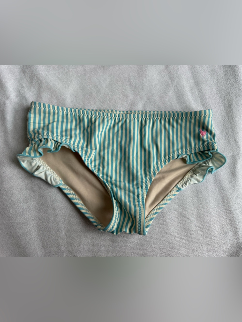 Pink Chicken Neq York Swim Bottom Girl 7 Blue cream stripe ruffles pool beach